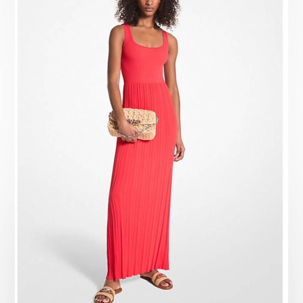Michael Kors Elegant Pink-ish Red Knit Maxi Dress EUC